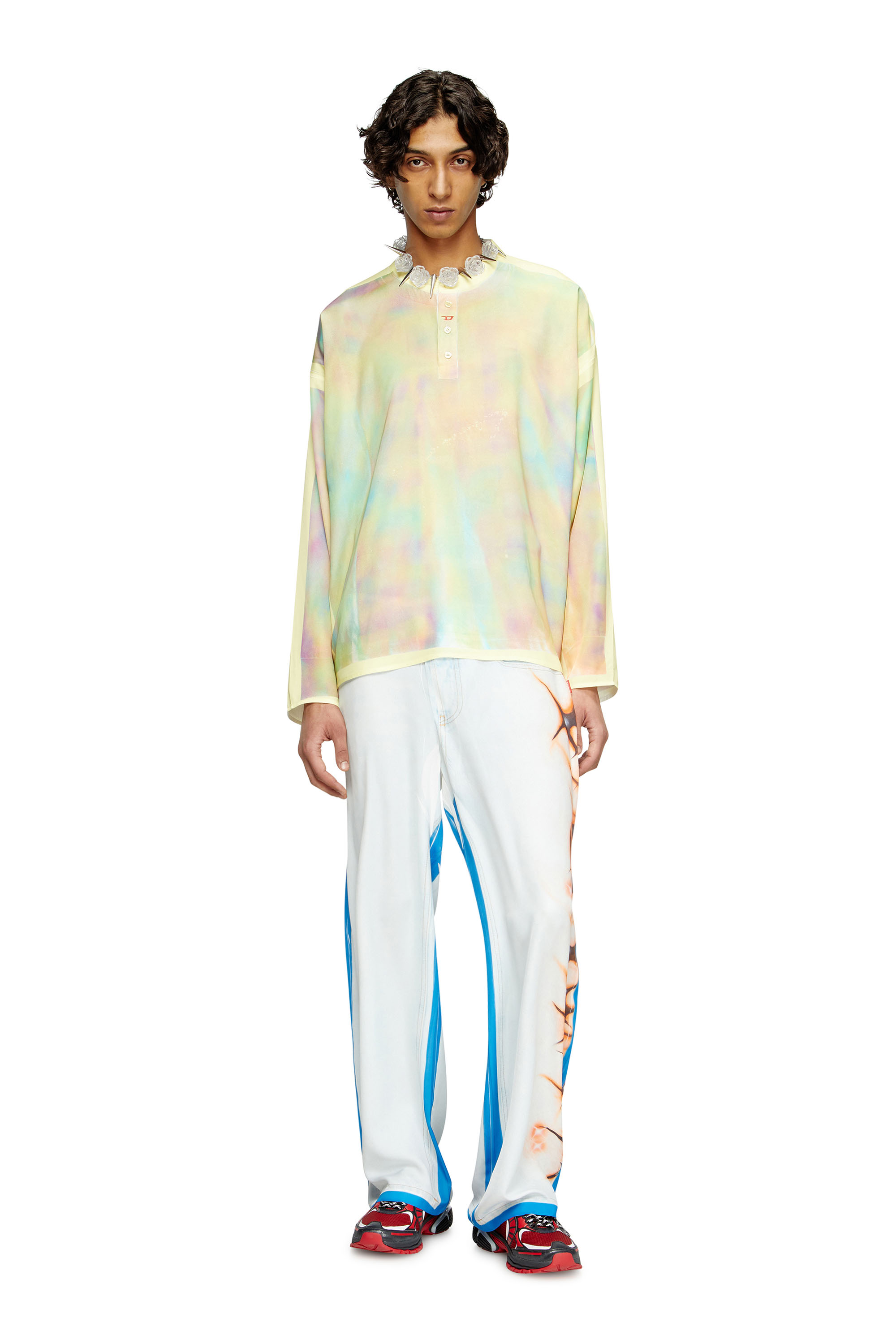 Diesel - T-OLAVI-A-SER-GRAFFITI-CHI, Unisex's Henley top with graffiti print in Yellow - 2